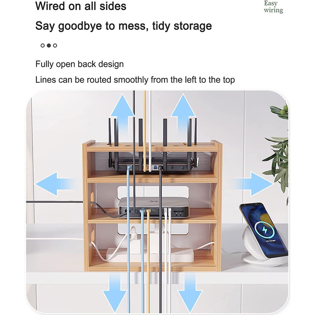 Solid wood router box home desktop storage box simple office wire ...