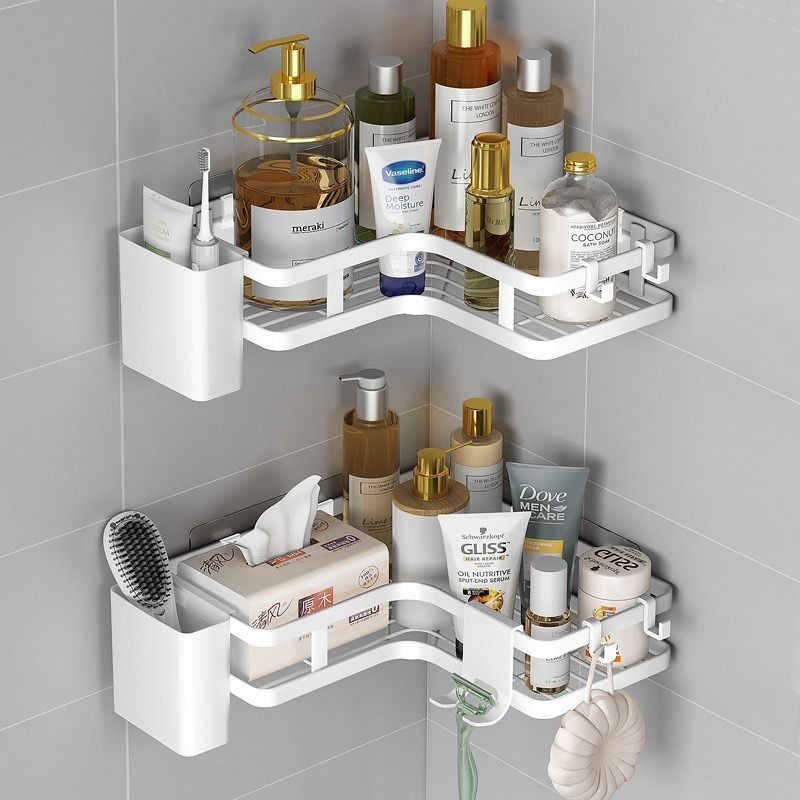Bathroom Triangle Shelf Wall-Mounted Perforation-Free Storage Rack ...