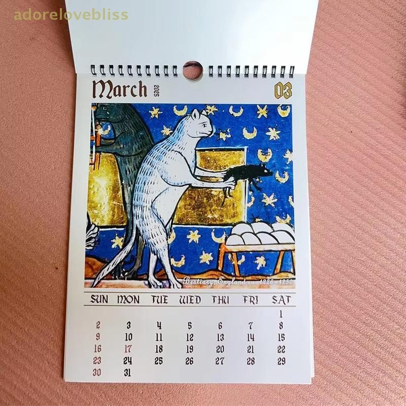 ADD 2025 Weird Medieval Cats Calendar Quirky Art Celebrag Felines In