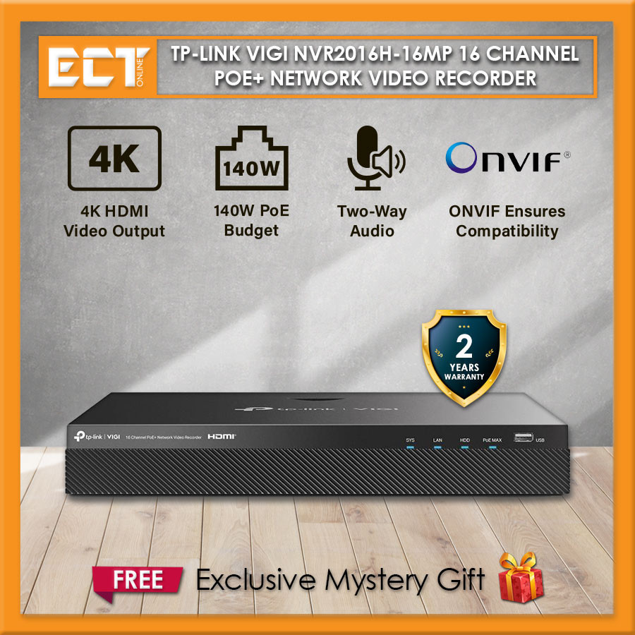 TP-Link VIGI NVR2016H-16MP 16 Channel PoE+ Network Video Recorder with ...