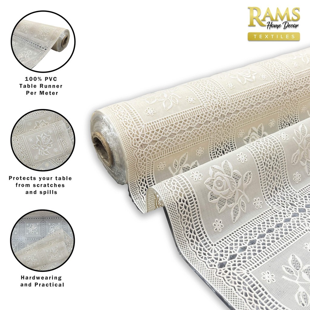 RamsHomeDecor Plastic Table Runner/Waterproof/PVC Table Runner by Meter ...