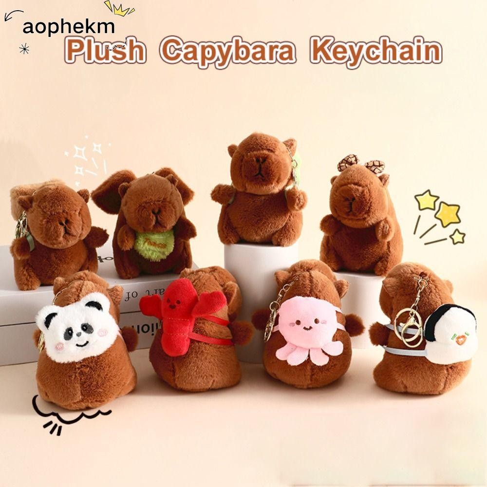 AOPHEKM Capybara Keychain, Cute Cartoon Plush Toy Hanging Ornament ...