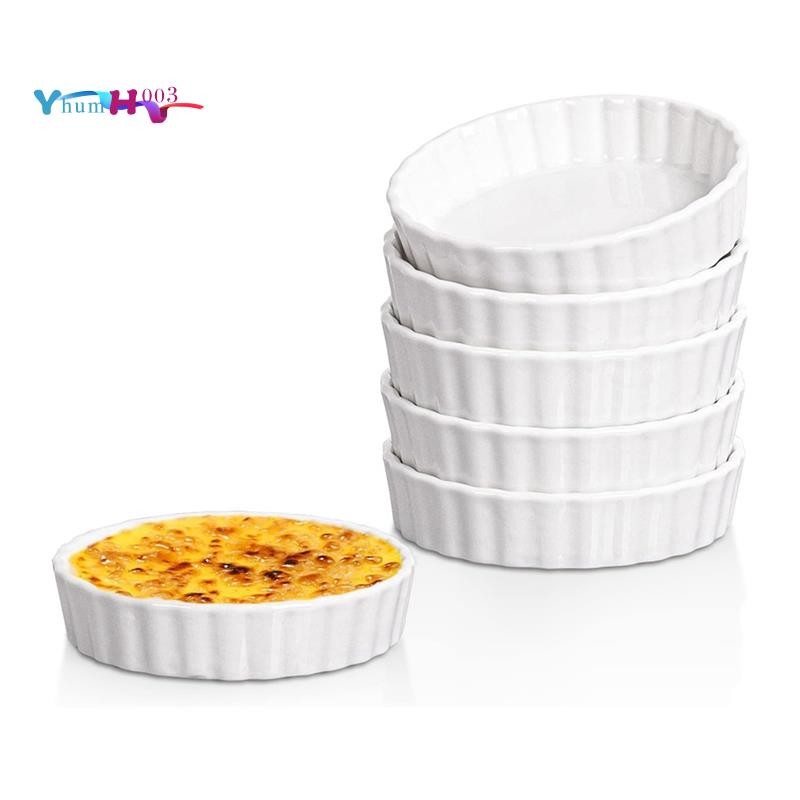 5 Oz Creme Brulee Ramekins, Round Fluted Quiche Dishes Tart Pan, Oven ...