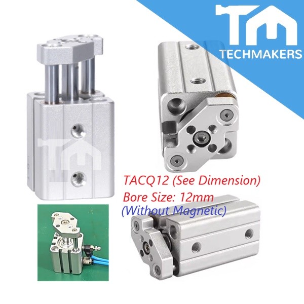 TACQ-12 TACQ12 12mm Bore Size Stroke Length 10mm to 30mm Air Pneumatic Compact Cylinder Double Acting Thin Cylinder