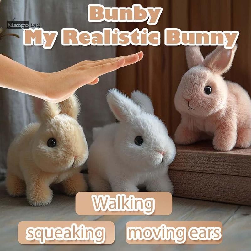 Mangobig Cute Electric Rabbit Interactive Plush Toys Bunny With Light ...