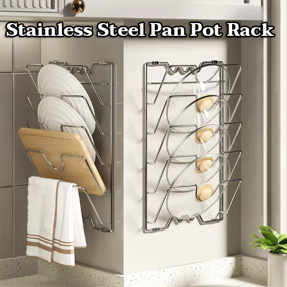 Kitchen Organizer Rack Wall Hanging Pot Cover Rack Five-Layer Pot Lid ...