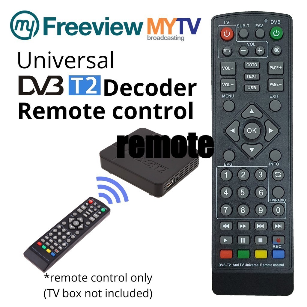Universal My freeview MYTV decoder Remote control DVB DVB-T2 DVBT2 Set ...