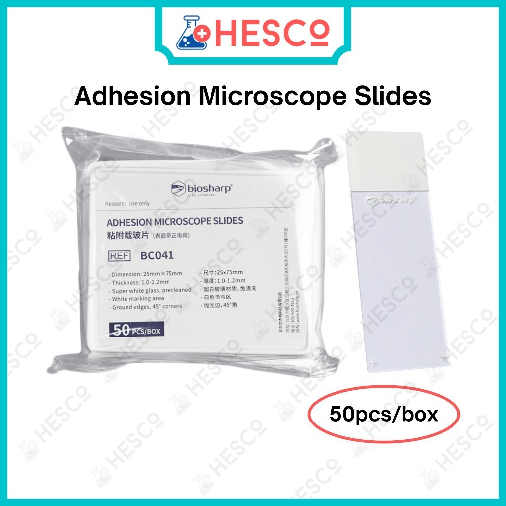 Adhesion Microscope Slides 50pcs Slaid Mikroskop– 25x75mm Biosharp ...