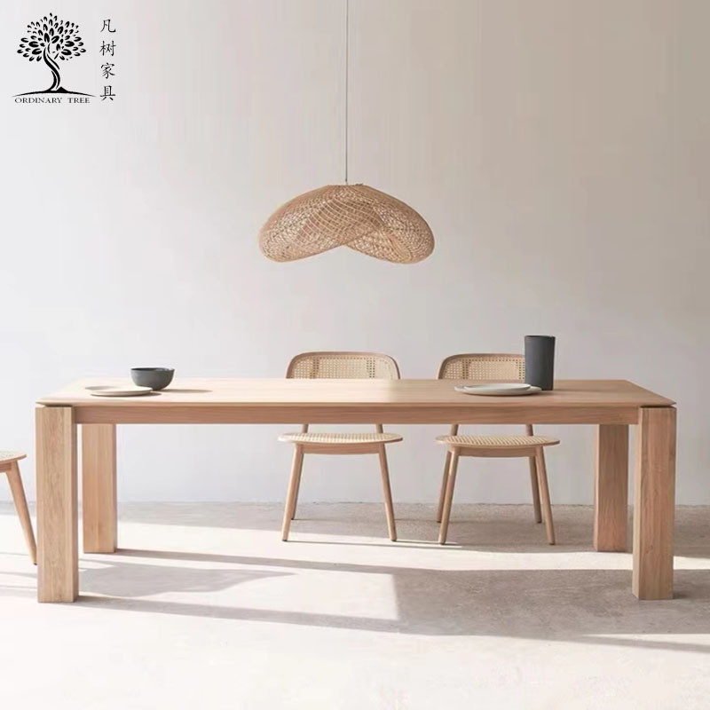 HY Nordic Simple Solid Wood Dining Table Light Luxury Log Long Table ...