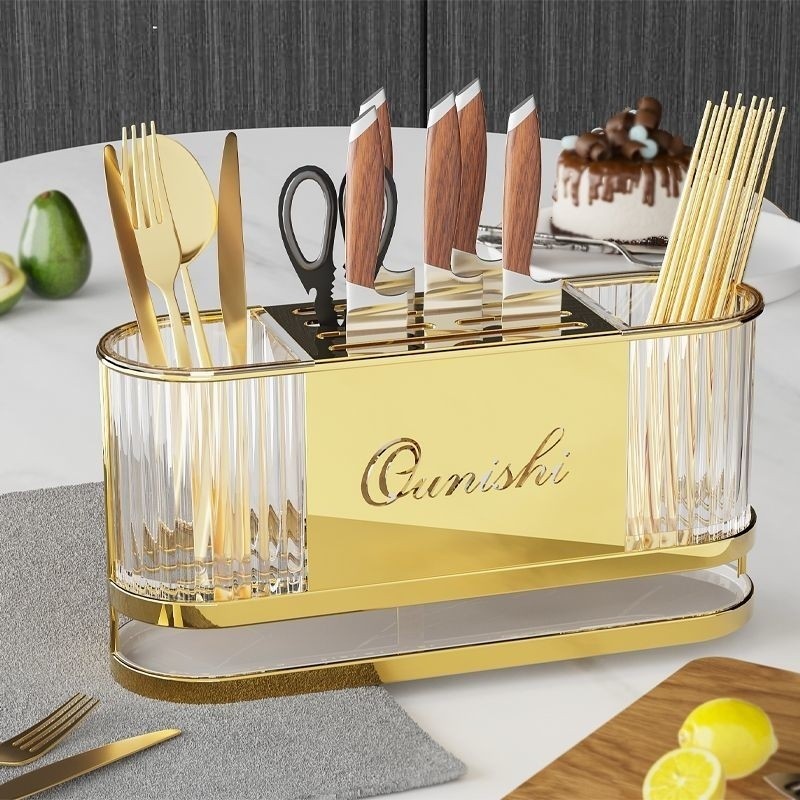 Kitchen Knife Rack Shelf Countertop Chopstick Holder Cutting Board ...