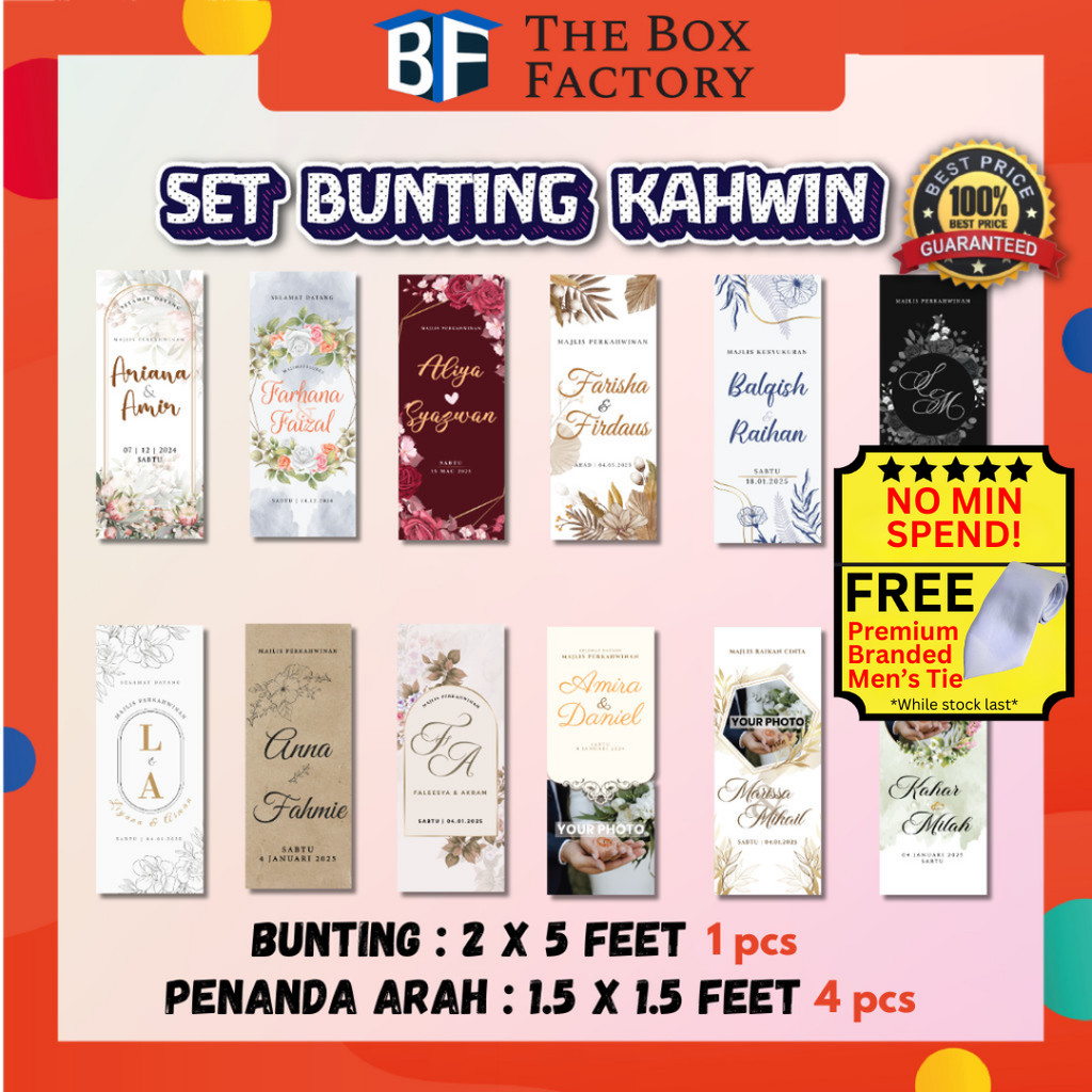 [Customised] Set Bunting KAHWIN 5pcs Jimat Wedding , Bunting, Petunjuk ...