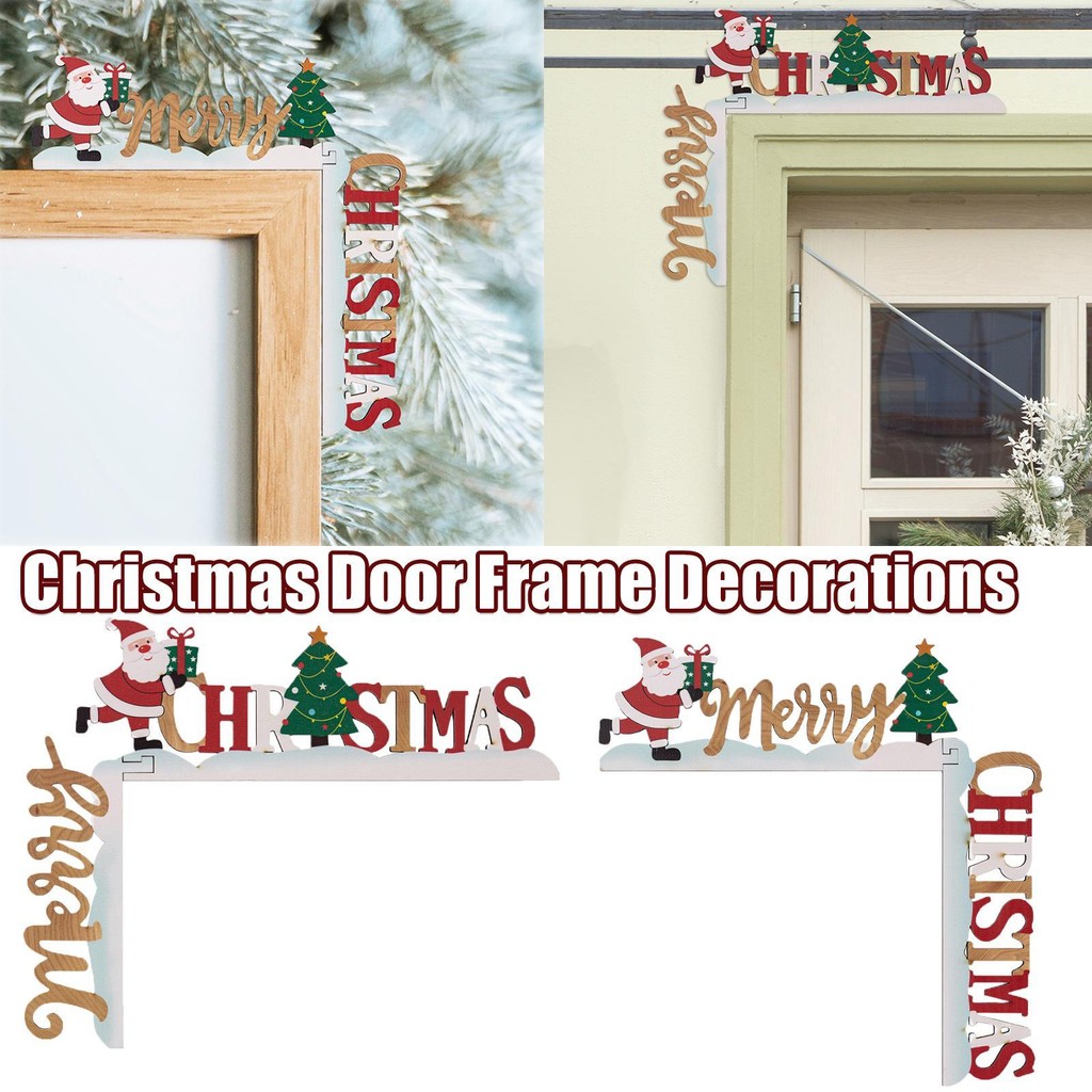 Christmas Door Frame Decorations Wooden Door Sign Decor Door Corner Merry Christmas Santa Right ...