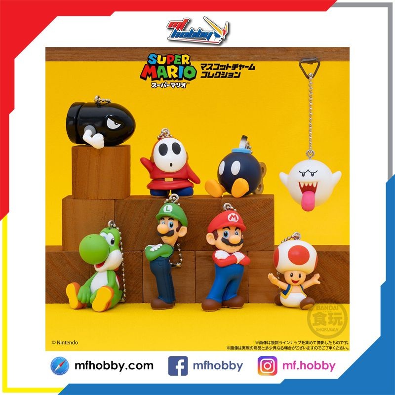 Super Mario Mascot Charm Collection Mario Luigi Bob Omb Yoshi 