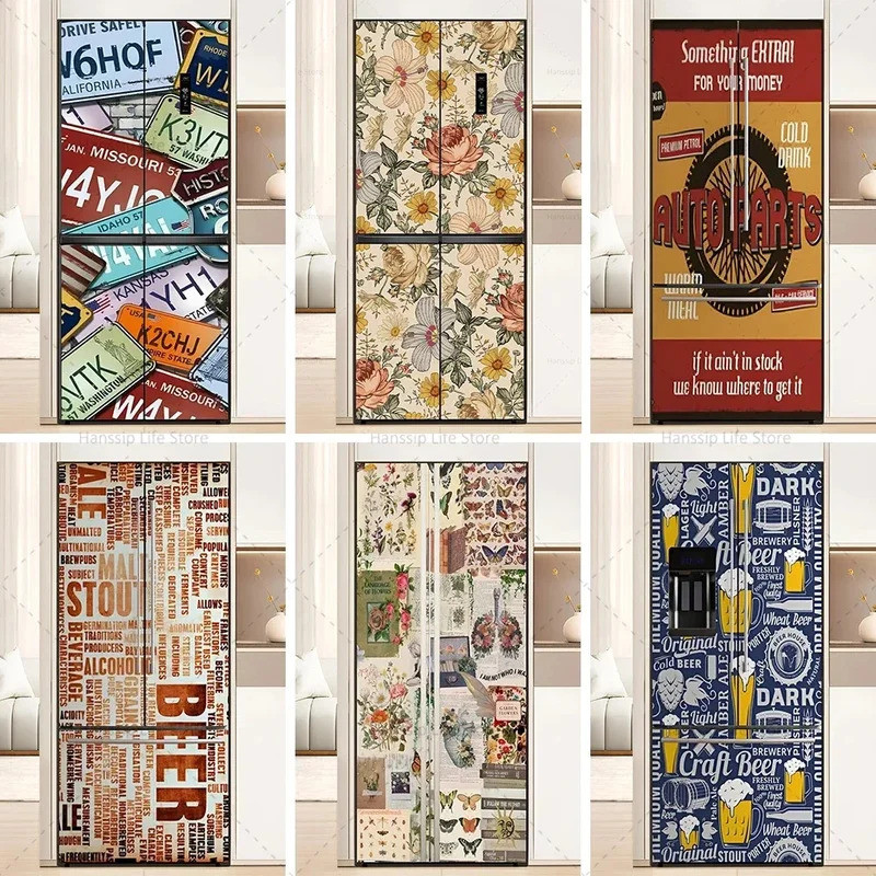 Custom refrigerator sticker Retro Poster Fridge Door Sticker Decals ...