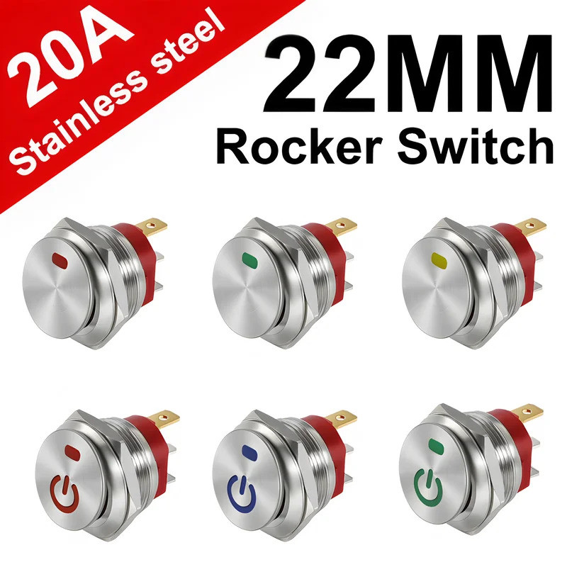 22mm Metal Button Rocker Switch 12V/20A 220V/15A Toggle Switch dual ...