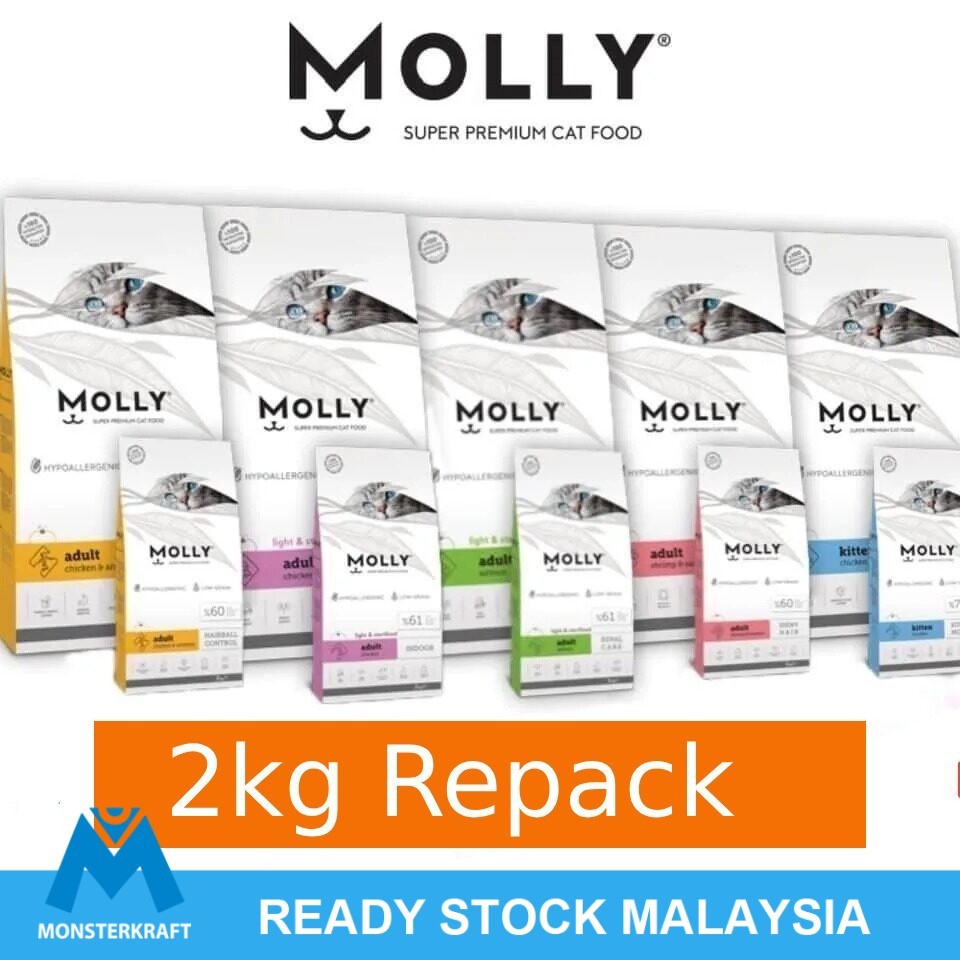 [Box Packing] Molly Super Premium (2kg Repack) Cat Dry Food Makanan ...