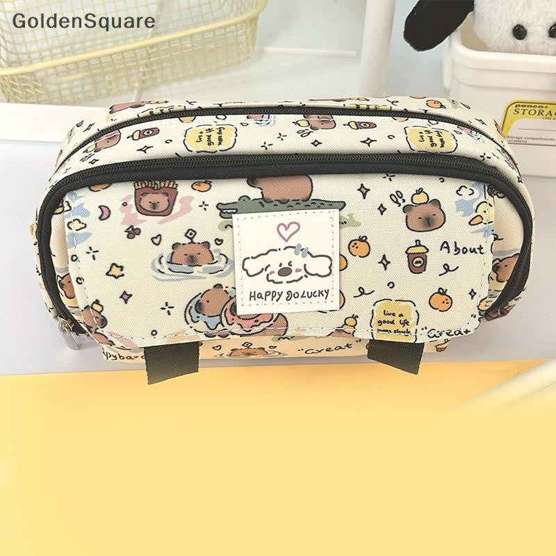 Capybara Pencil Case Waterproof Capybara Backpack Large Capacity With Card Badge Doll School Bag Widen Straps Alleviate Burden Backpack For Students Sac D'école Garcon
