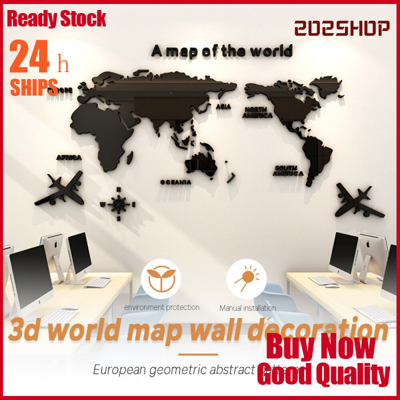 World Map Wall Sticker Acrylic 3d Solid Crystal World Map Wall