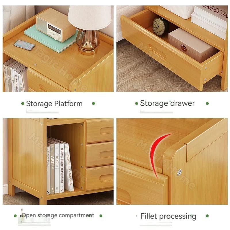 Magic Home-Bamboo Bedside Table With Drawer Storage Bedside Table ...