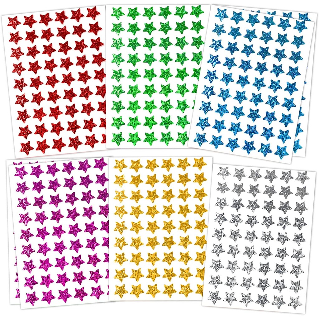 thumbnail image 2 of 1620 Pack, 6 Colors, Holographic Small Star Stickers For Kids - Want It All 2 of 10
