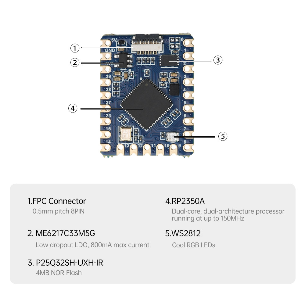Pcbfun RP2350 Tiny Microcontroller Development Board Based On Rp2350A ...