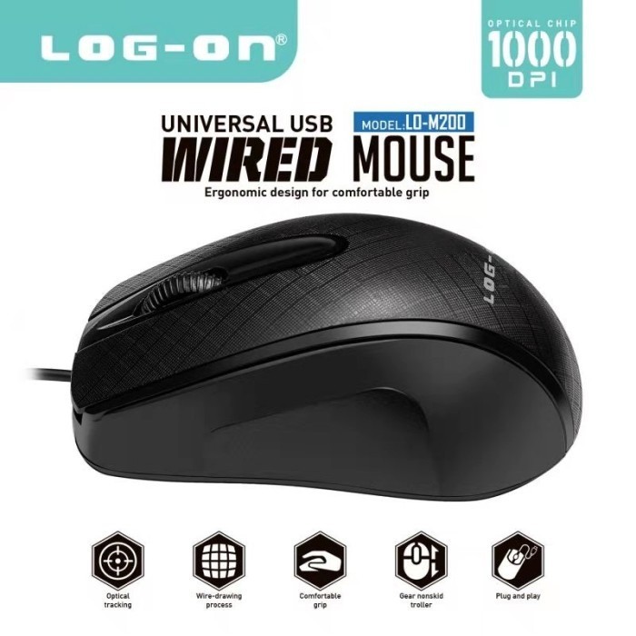 VIRAL LOGON MOUSE WIRED LOG-ON CABLE LO-M200 - OPTICAL MOUSE USB ...