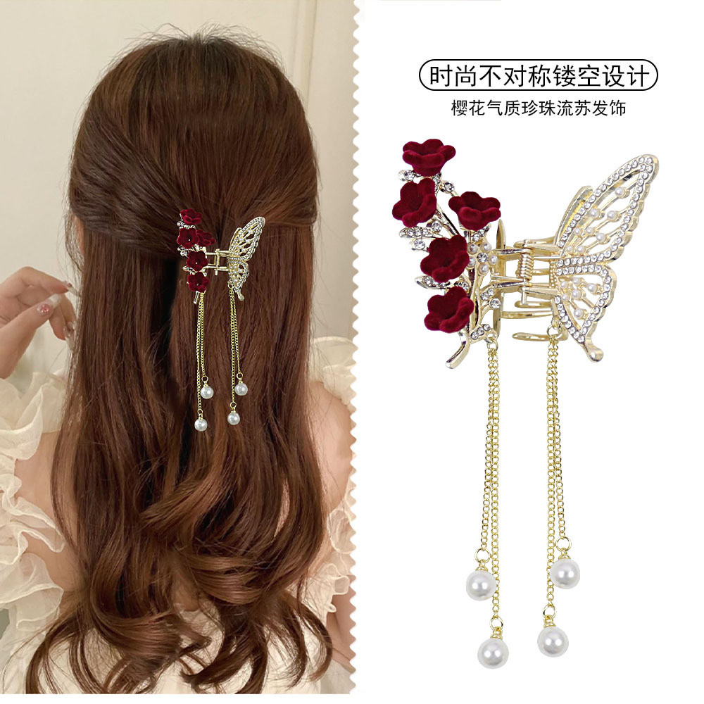 New Super Fairy Butterfly Wings Tassel Grab Clip High-End Hair Clip ...