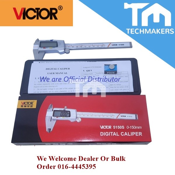 VICTOR Digital Caliper Easy To Measure Length Depth Inner Outer Diameter Reading Directly With LCD Techmakers