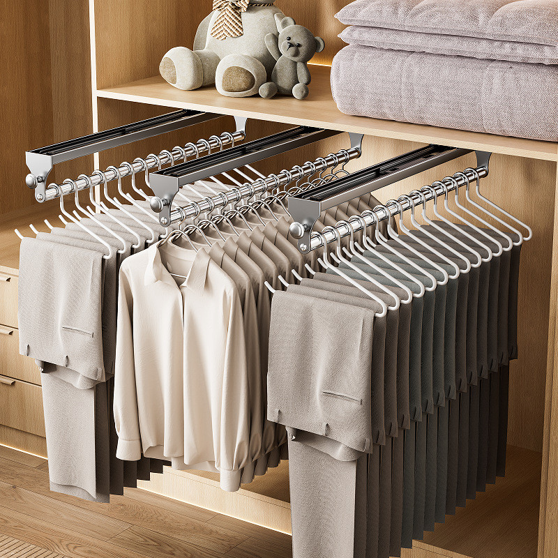 Bedroom Clothes Pants Rack Household Built-in Retractable ...