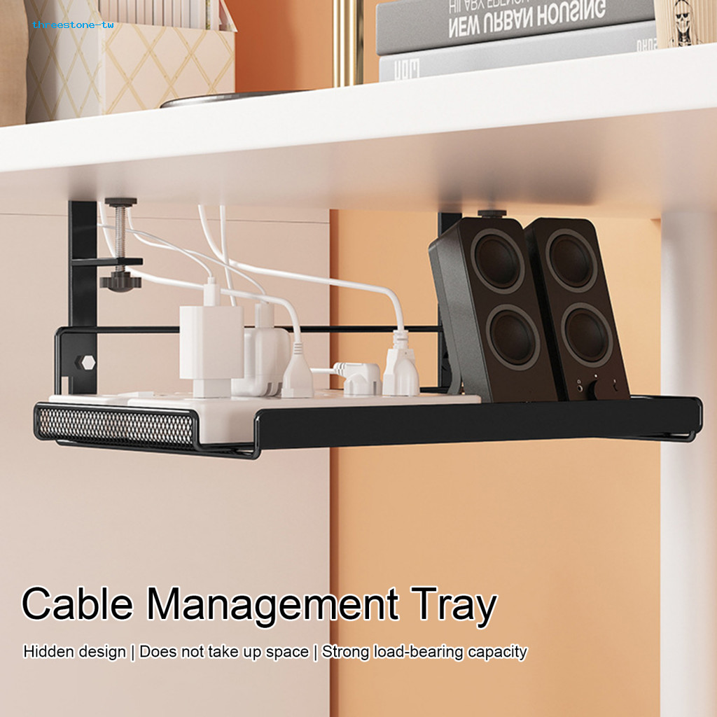 Non-damaging Desk Cable Tray Adjustable Under-desk Cable Management ...