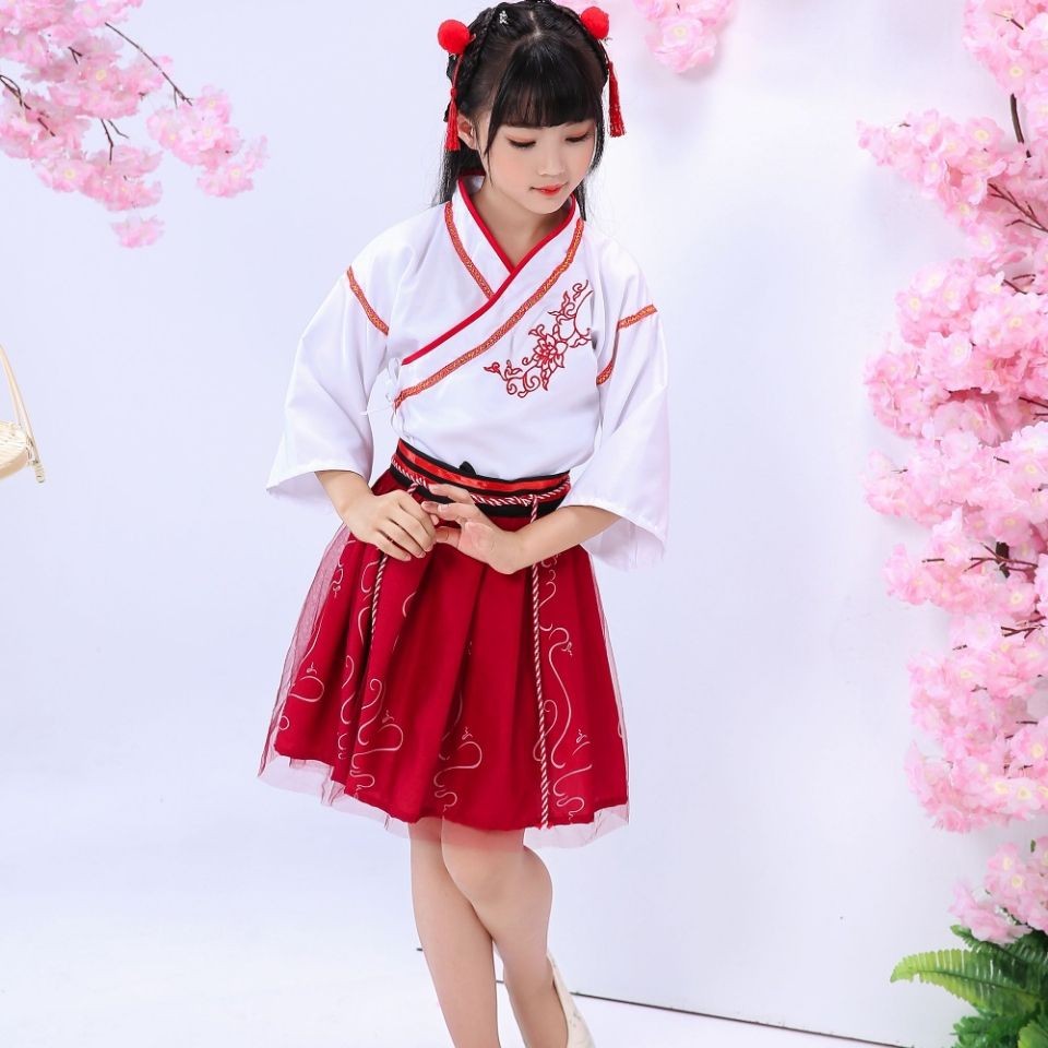 Embroidered Kids Girls Ancient Hanfu Costume Dress 汉服锦瑟