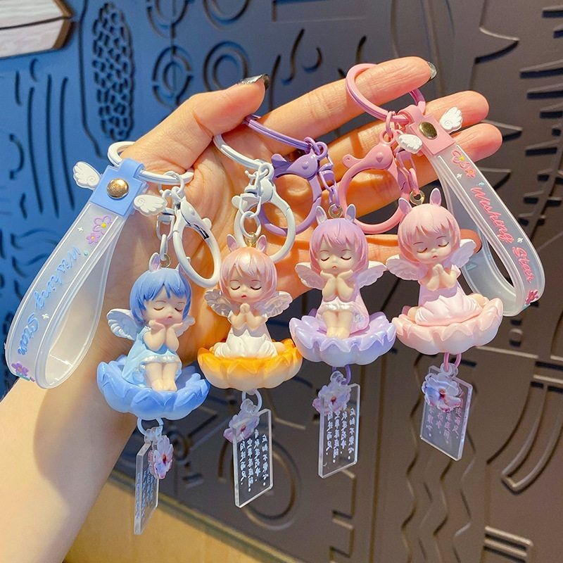 【现货】正版卡通安妮荷莲莲钥匙扣天使挂件可爱闺蜜包包挂饰女生书包挂件Authentic Cartoon Annie Lotus Lotus ...