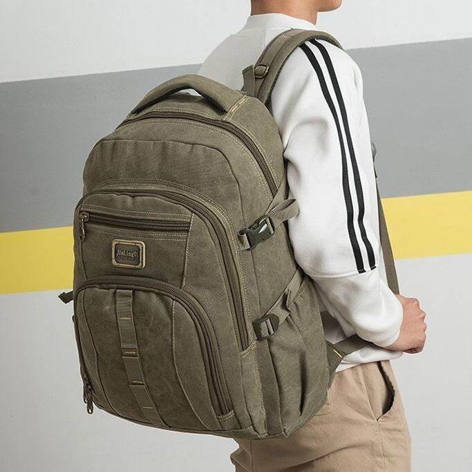 Beg galas lelaki menebal kanvas ransel pelajar kolej beg kapasiti besar ...