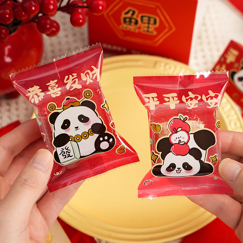 2025 New Year Panda Snowflake Pastry Packaging Bags Nougat Cookies Self ...