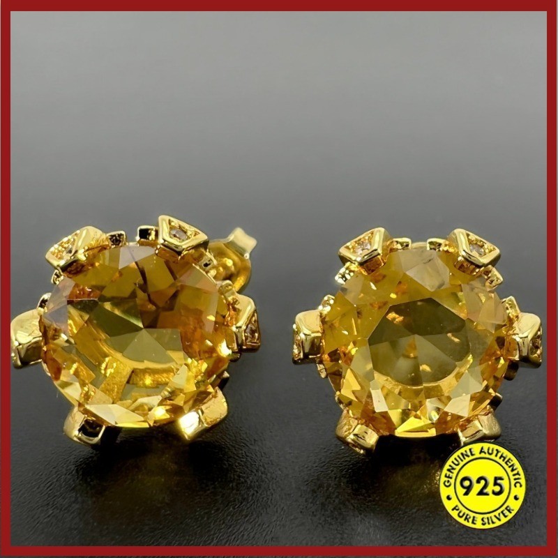 Micro Yellow Diamond Temperament Flower Stud Earrings | Shopee Malaysia