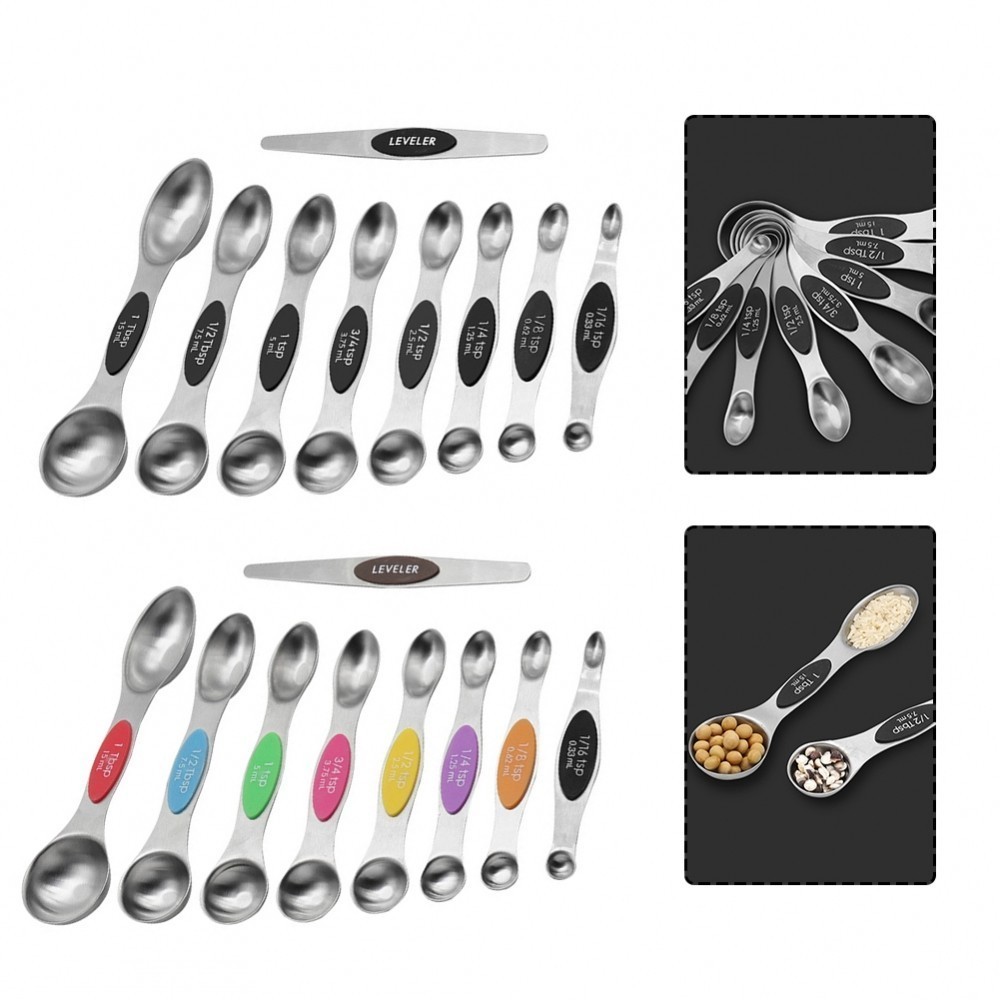 9pcs/Set Magnetic Dual Sided Measuring Spoons Kitchen Cooking W ...