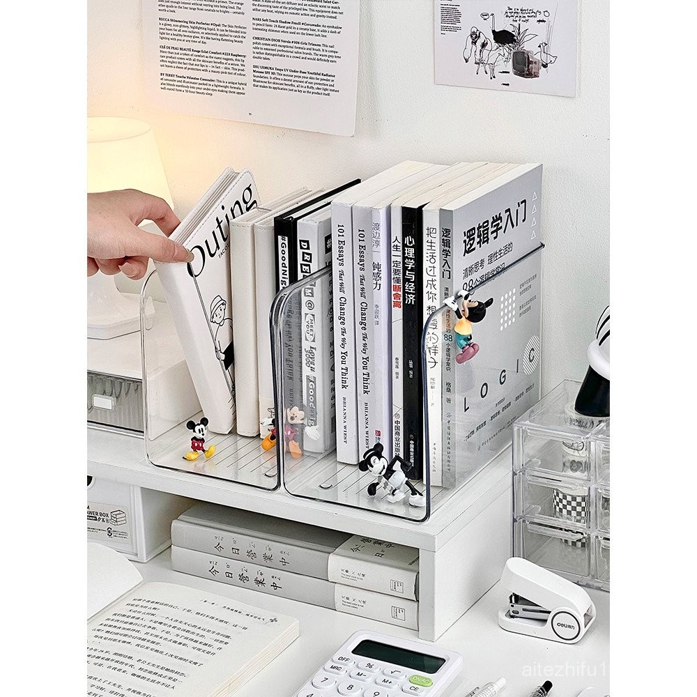 Book Stand Desktop Fixed Book Storage Box Transparent File Rack Acrylic ...