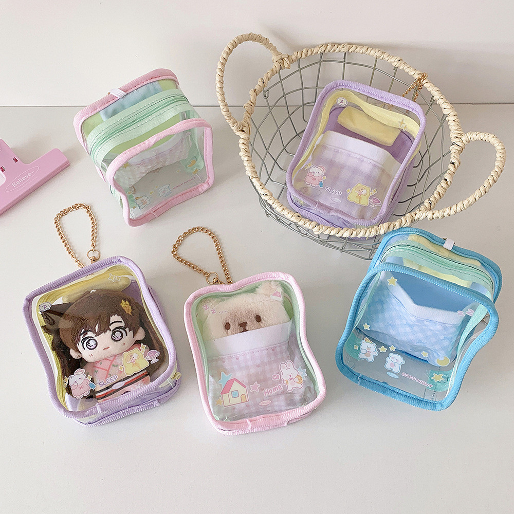 13cm Plush Doll BagTransparent Cute Barking Dolls Storage Display ...