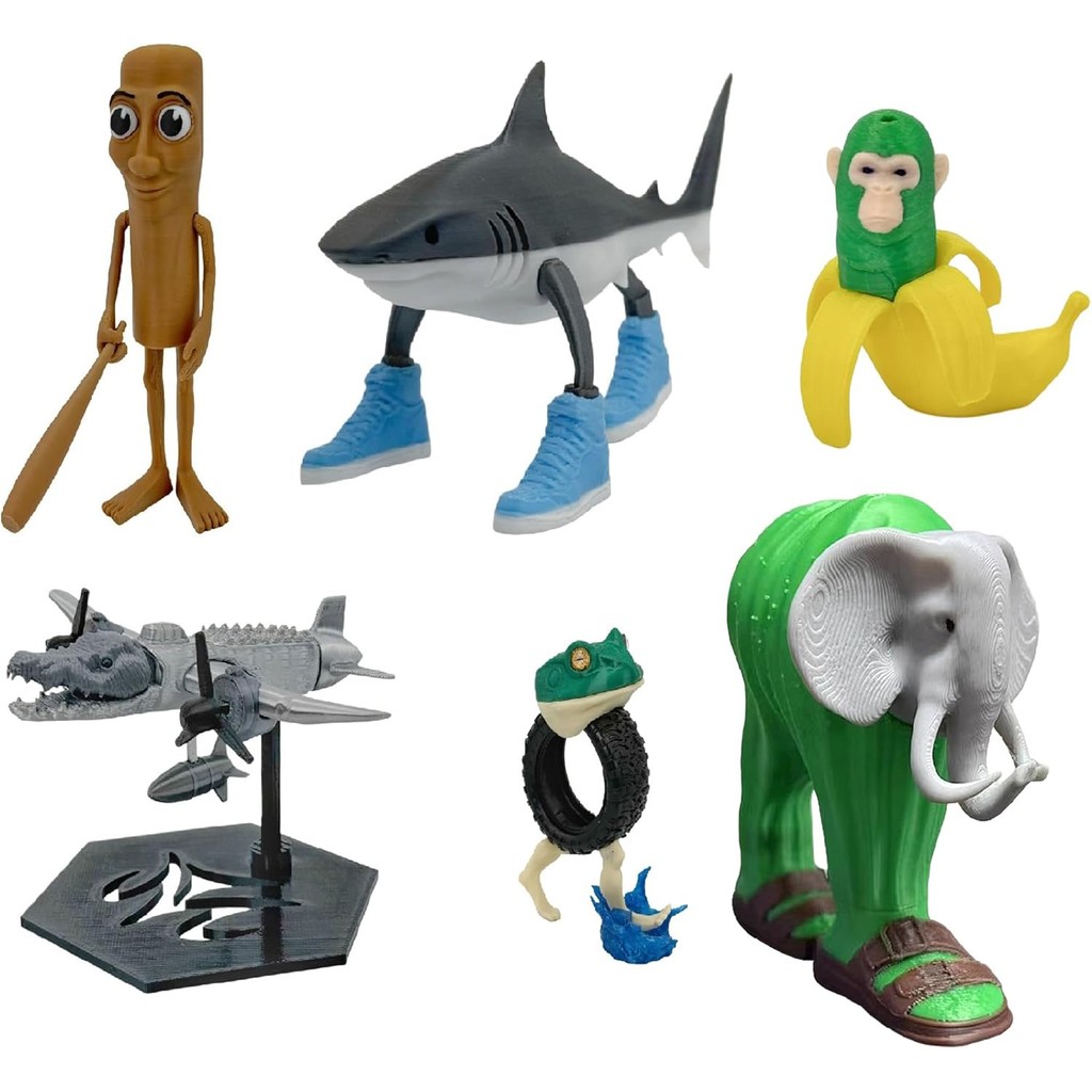 Tung Tung Tung Sahur Figure, Tralalero Tralala Desk Decor, 3D Printed Shark in Shoes Animals Funny Collectible, Shark in Sneakers Viral AI Collectible Figurines (Tung Tung Tung Sahur