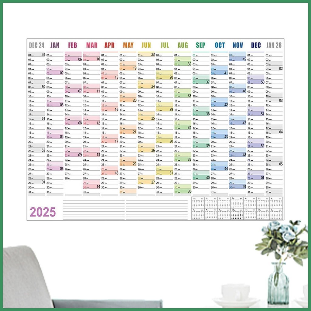 2025 Wall Calendar Annual Calendar With Colored Stickers