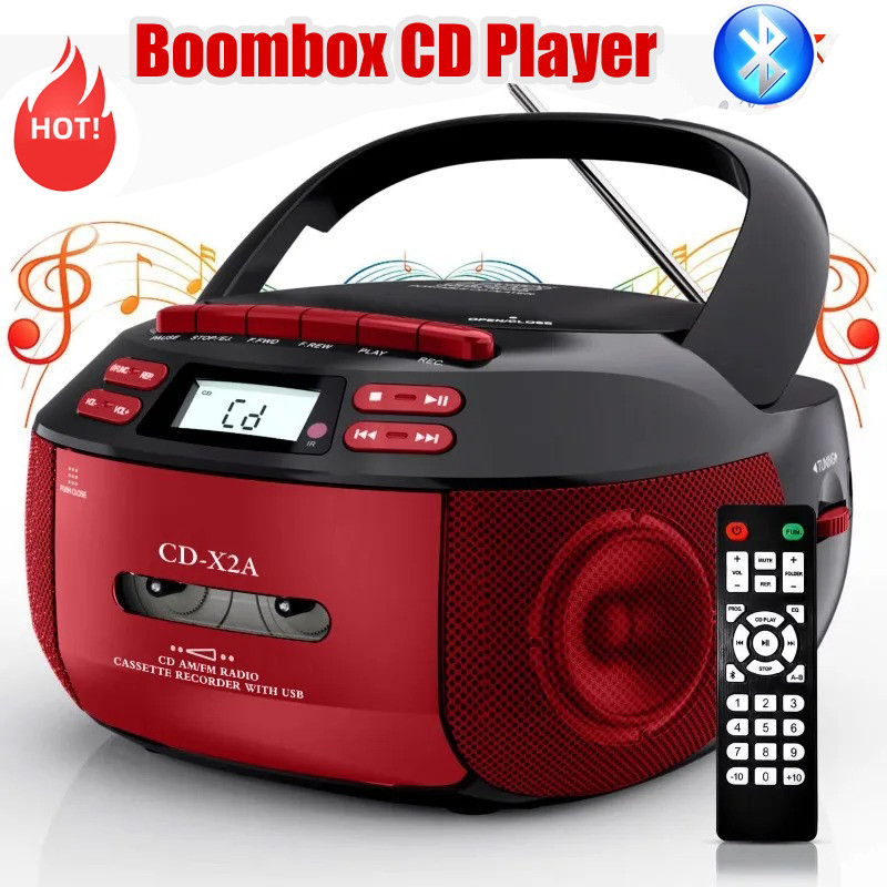 Boombox CD Cassette Bluetooth with FM Tape Portable CD player Student ...