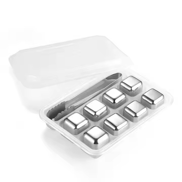 Stainless Steel Ice Cube 4/8 Set With Clip Give Tongs S304 Food Grade ...