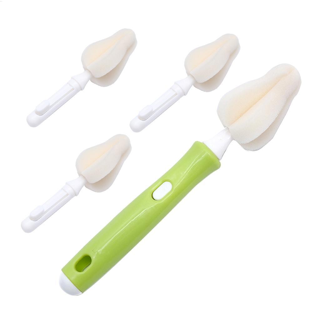 Infant Bottle Sponge Brush Set with Nipple Cleaner and Stand 4Pcs 360 ...