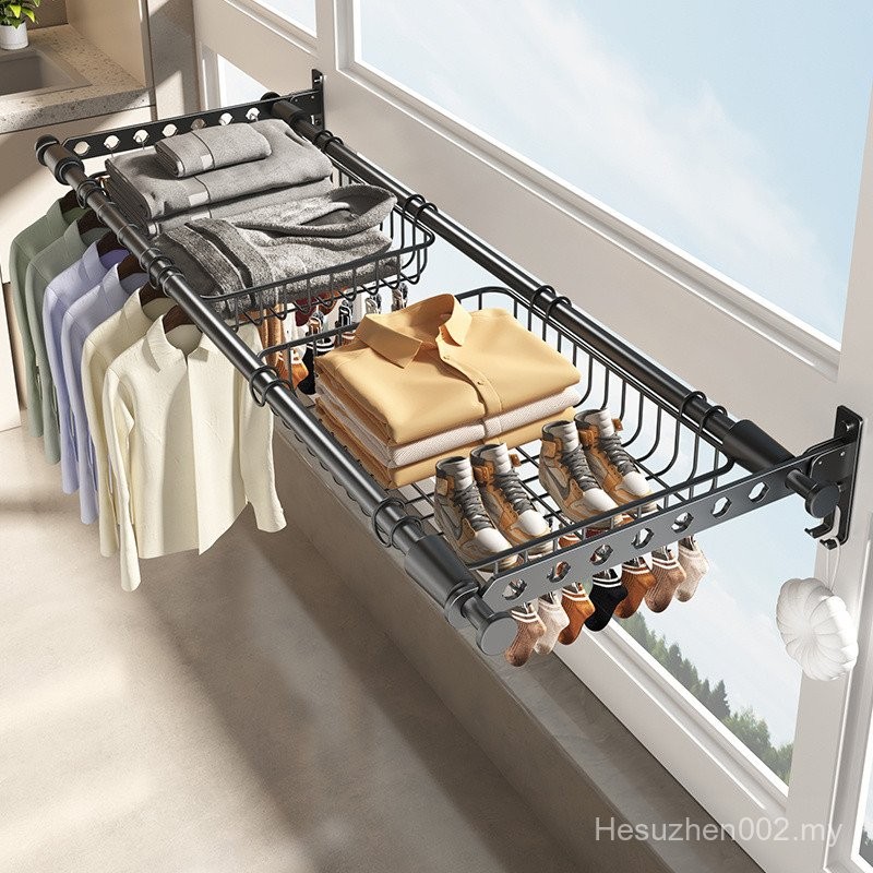 Balcony Invisible Foldable Broken Bridge Aluminum Window Drying Rack ...