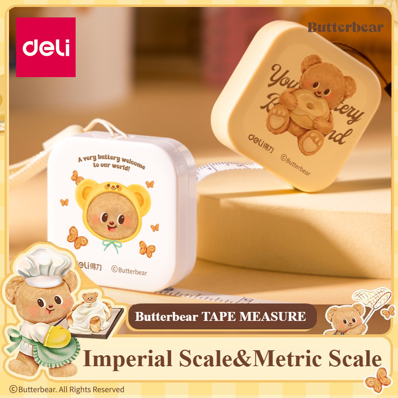 1PCS 1.5-meter Deli Butter Bear Joint Leather Tape Measure Cartoon Cute ...