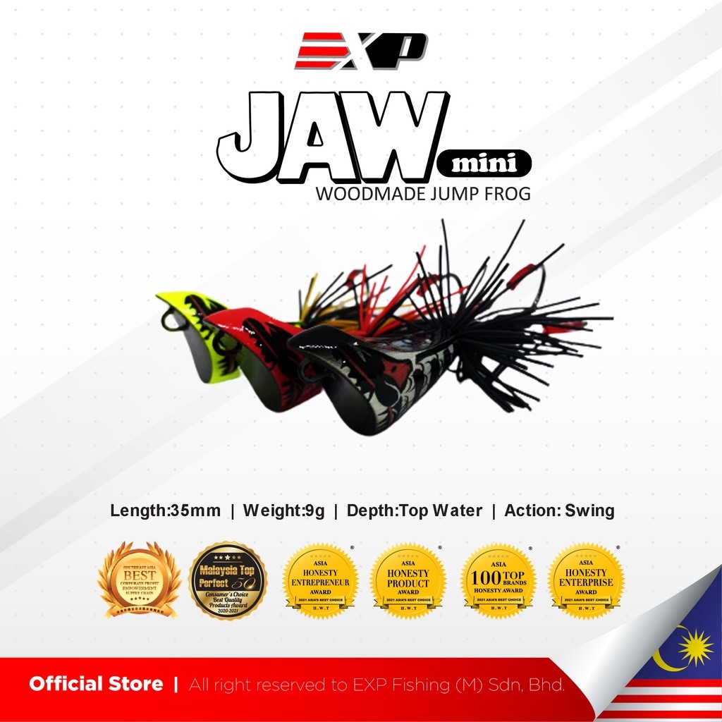 EXP JAW MINI Jump Frog Wooden Frog Expert For Snakehead Hunter Haruan ...