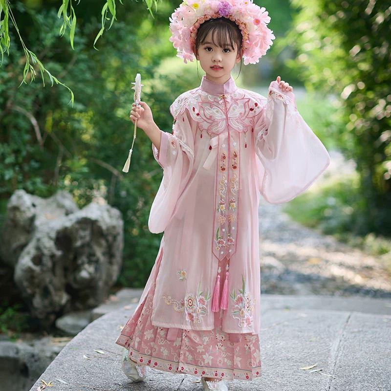 New Little Girl Hanfu Pink Set Children's Ming Made Fairy Ancient ...