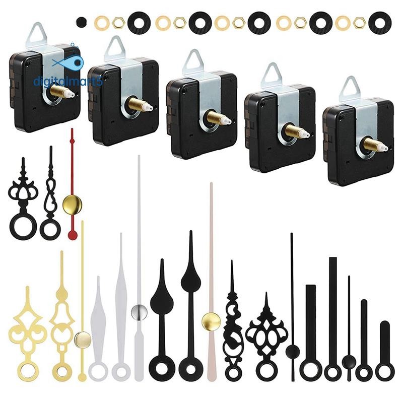 5 Pcs Clock Movement Mechanism Parts Silence Quartz DIY Wall Clock with ...