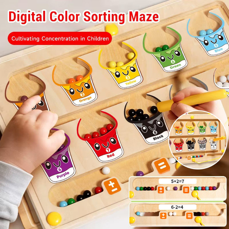 COD Magnetic Color Number Maze Wooden for Kids Matching Maze Montessori ...
