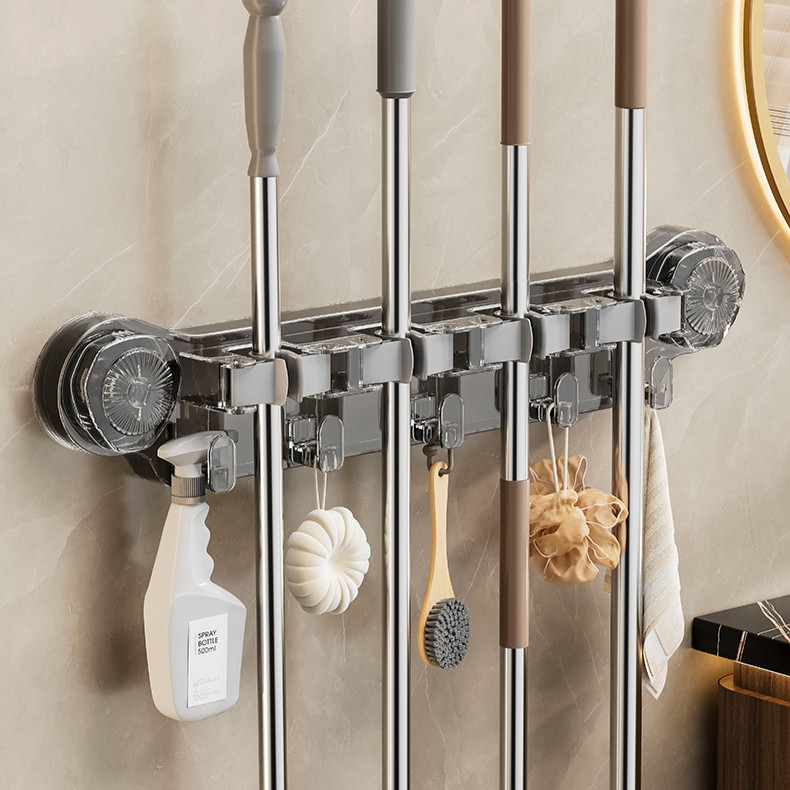 Suction Cup Broom/Mop Holder, Wall-mount Mop Clamp Clip, Bathroom Mop ...